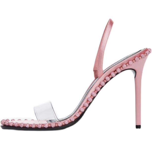 Clear Strap Heel - Verano niñas rosa negro blanco claro