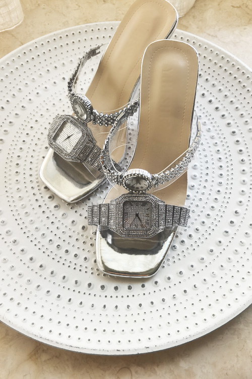 Clear Strap Heel - Sandalias de tacón alto con reloj