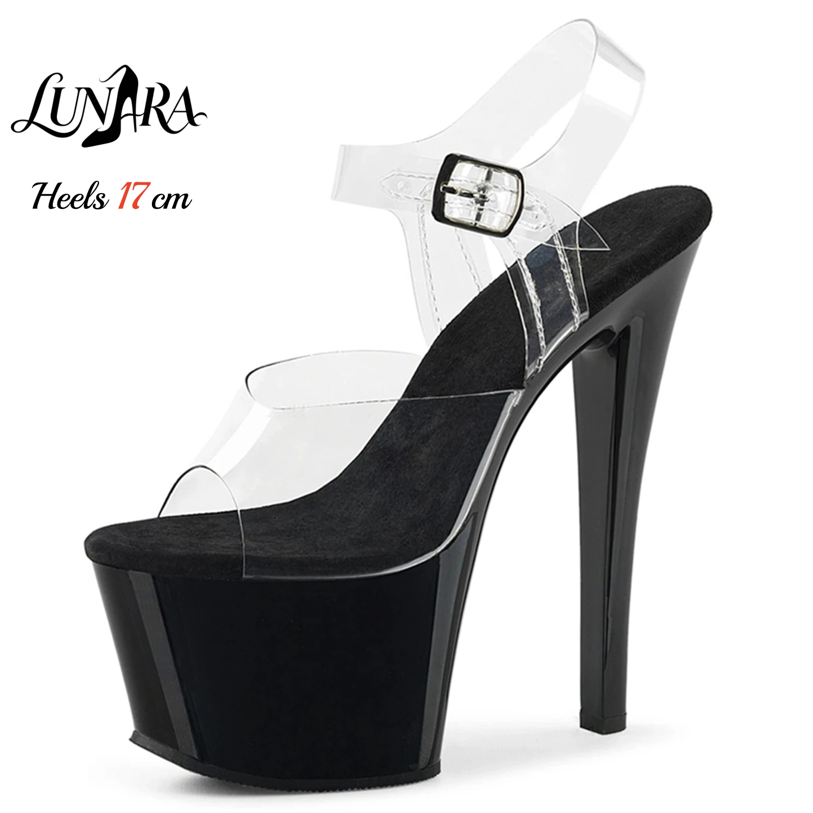 Clear Strap Heel - Sandalias de Plataforma con Tacón Transparente