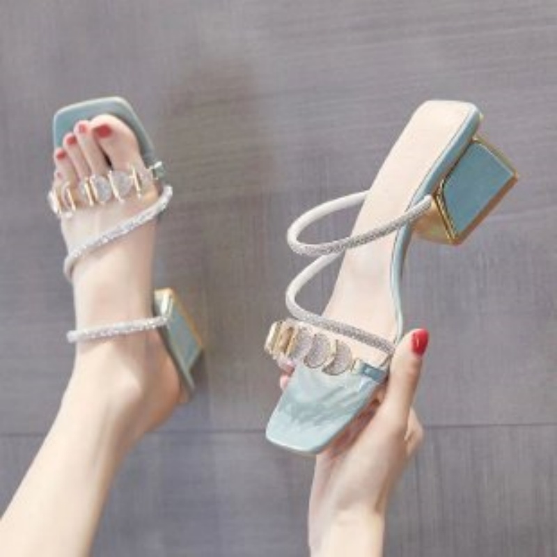Clear Strap Heel - Sandalias de verano para mujer con