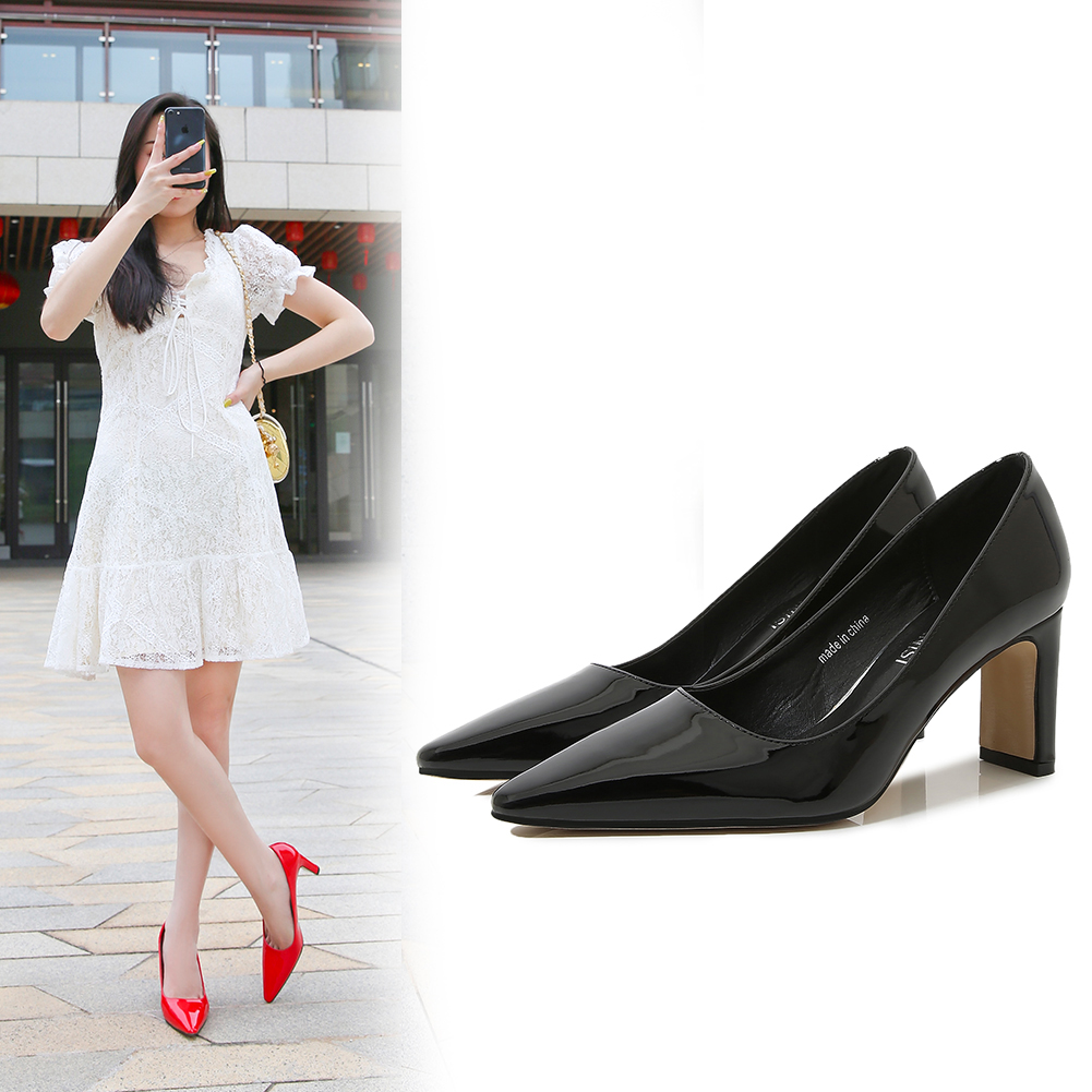 Zapatos de tacón de bloque de  - Court Heel Pointed reseña y precio