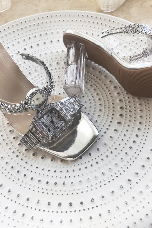 Sandalias de tacón alto con re - Clear Strap Heel reseña y precio