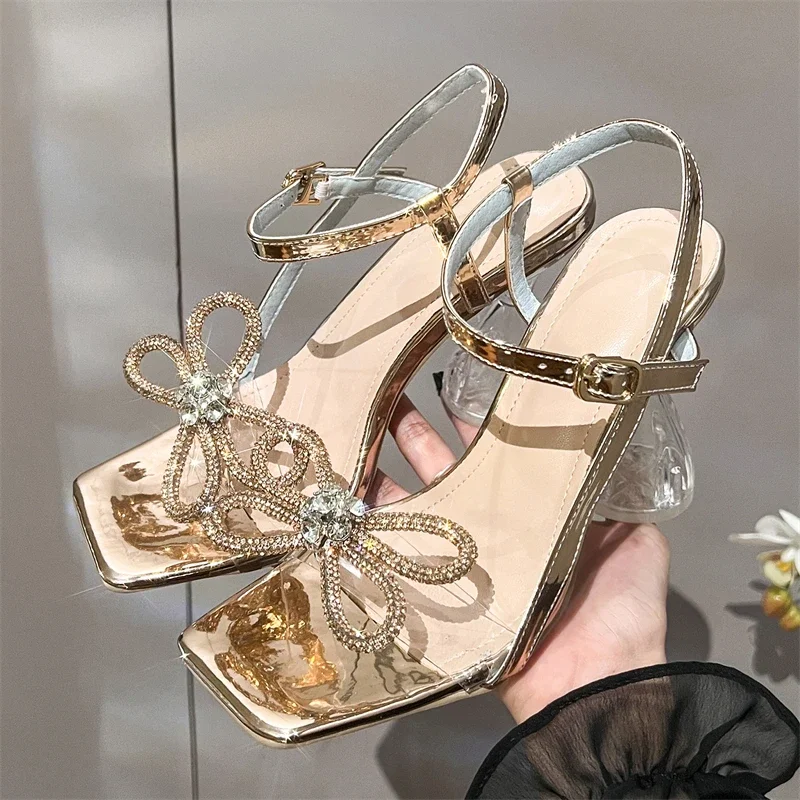 Aneikeh, sandalias De moda par - Clear Strap Heel reseña y precio