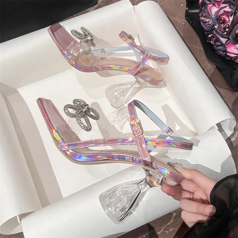 Aneikeh, sandalias De moda par - Clear Strap Heel reseña y precio
