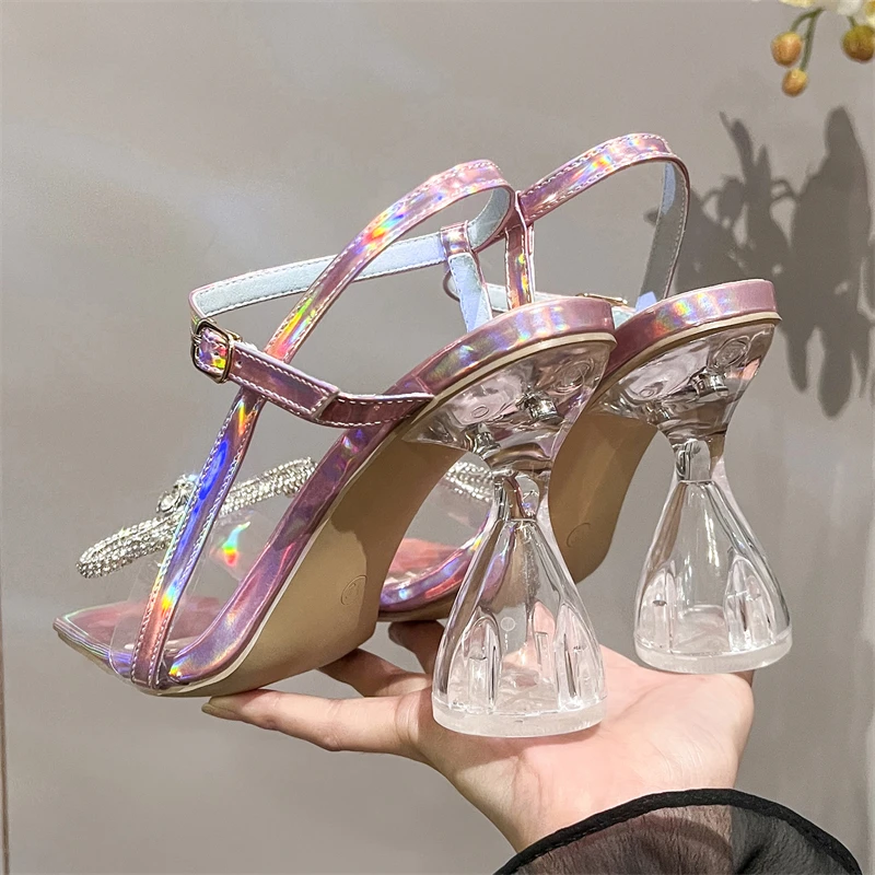 Aneikeh, sandalias De moda par - Clear Strap Heel reseña y precio